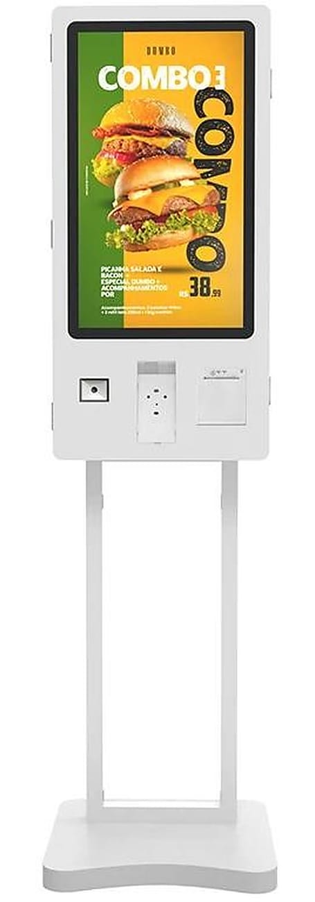 MOVO-X 32-inch self-service stand kiosk with POS holder, Model E