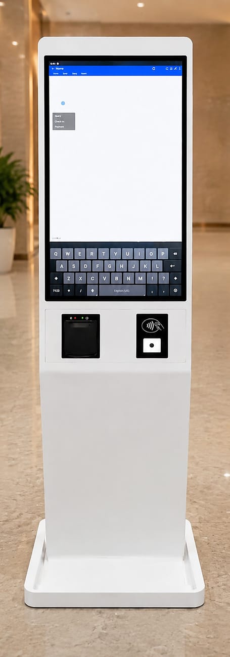 MOVO-X 32-inch kiosk with dual-lens biometric camera, Model G